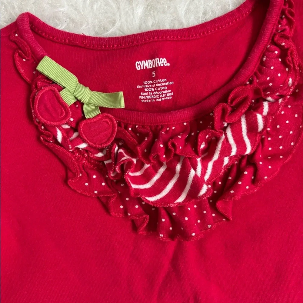 Gymboree Girls 3 Piece Americana White & Cherry Red Tees & Skort